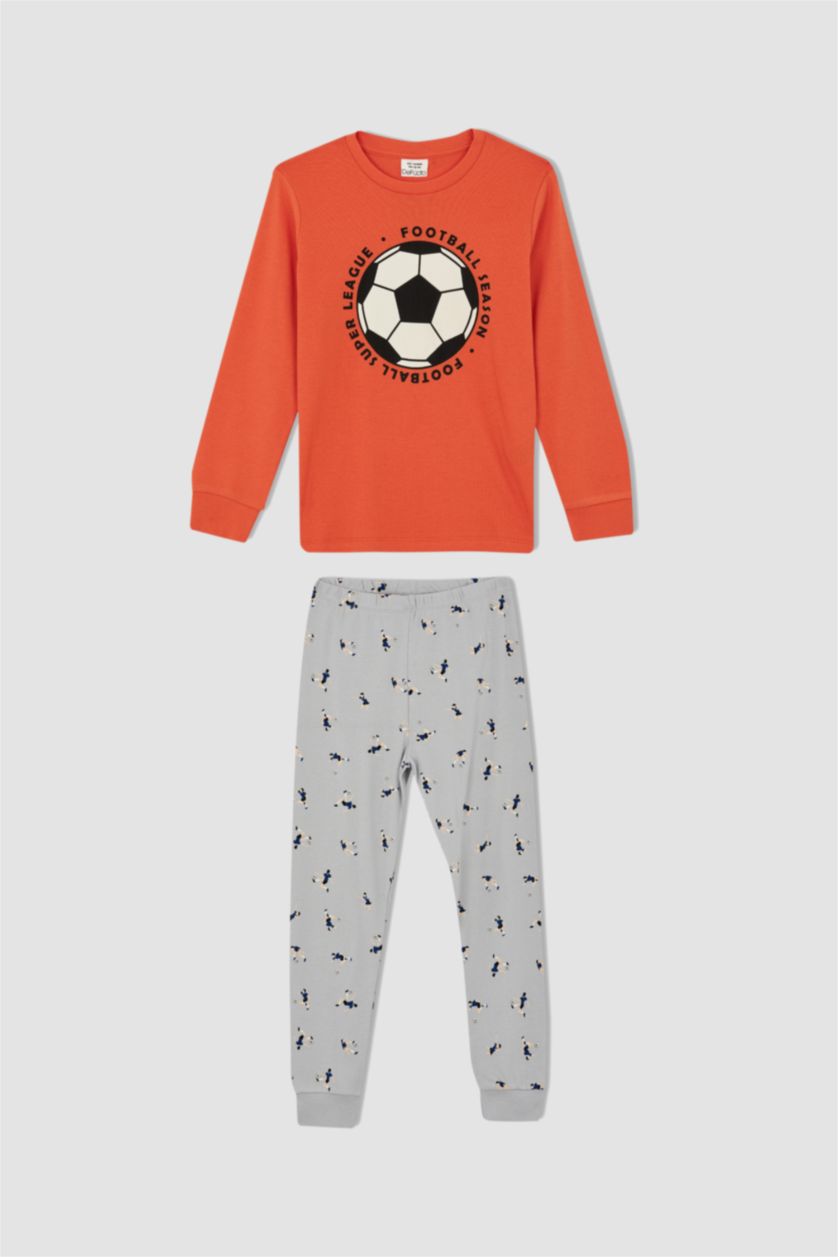 GARÇONS Orange Ensemble de pyjama à manches longues imprimé coupe standard pour garçon