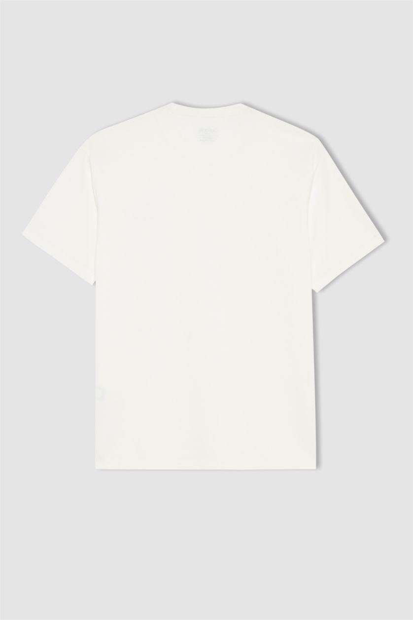 MAN Ecru Boxy Fit Crew Neck Printed Short Sleeve T-Shirt