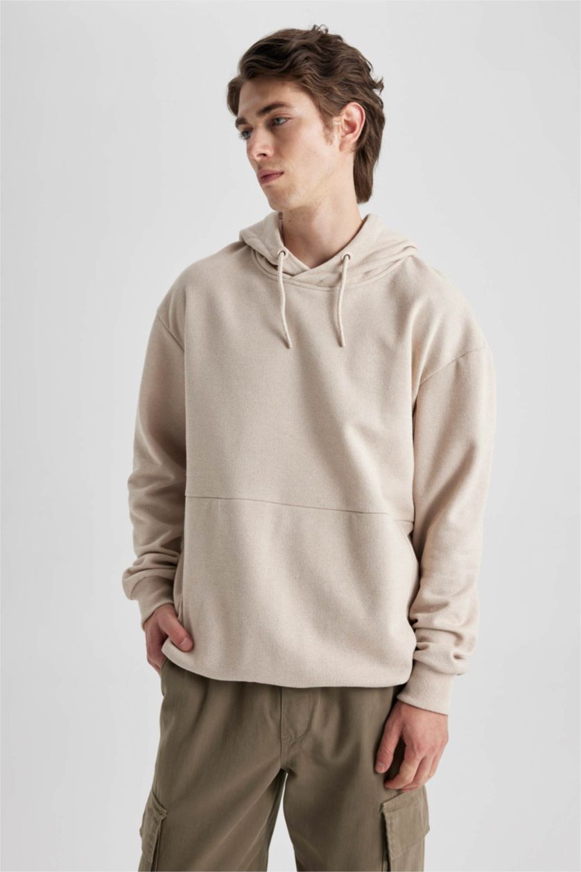 MAN Beige Melange Boxy Fit Long Sleeve Sweatshirt