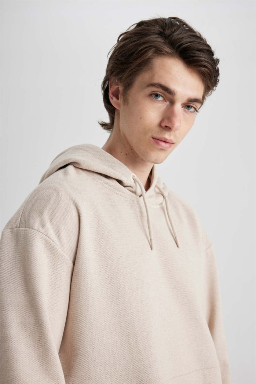 MAN Beige Melange Boxy Fit Long Sleeve Sweatshirt