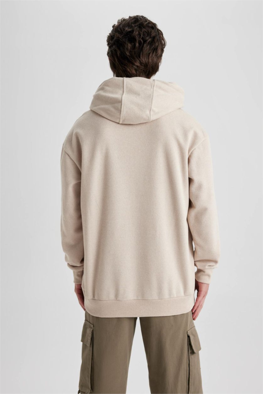 MAN Beige Melange Boxy Fit Long Sleeve Sweatshirt
