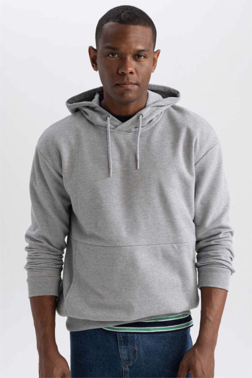 رجال Grimelanj سويت شيرت أوفر سايز بغطاء للرأس بجيب فليتو