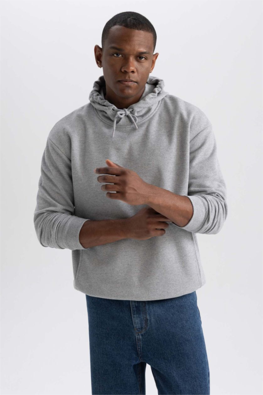 رجال Grimelanj سويت شيرت أوفر سايز بغطاء للرأس بجيب فليتو