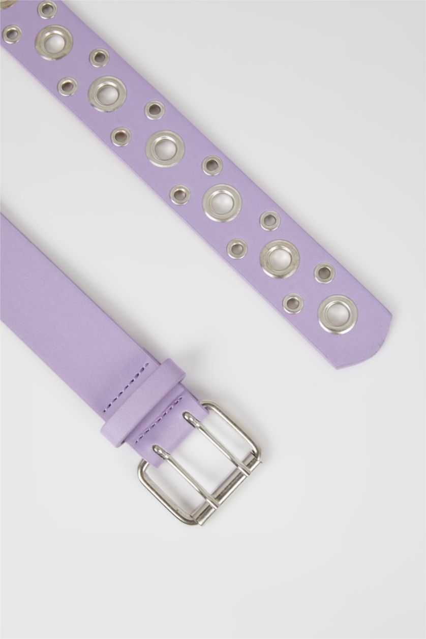 WOMAN Lilac Woman Oval Buckle Faux Leather Jean Belt