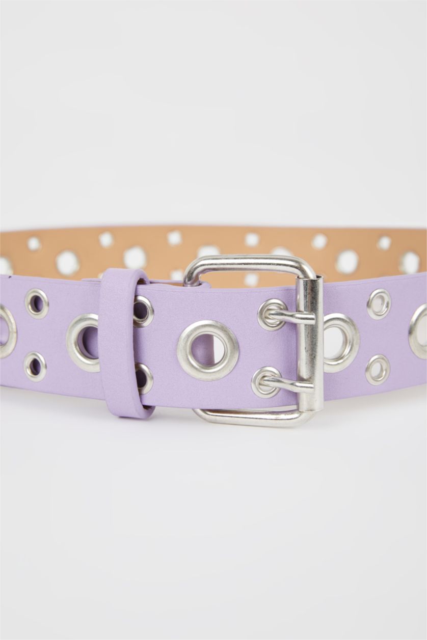 WOMAN Lilac Woman Oval Buckle Faux Leather Jean Belt