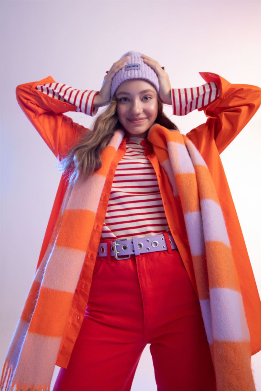 WOMAN Lilac Woman Oval Buckle Faux Leather Jean Belt