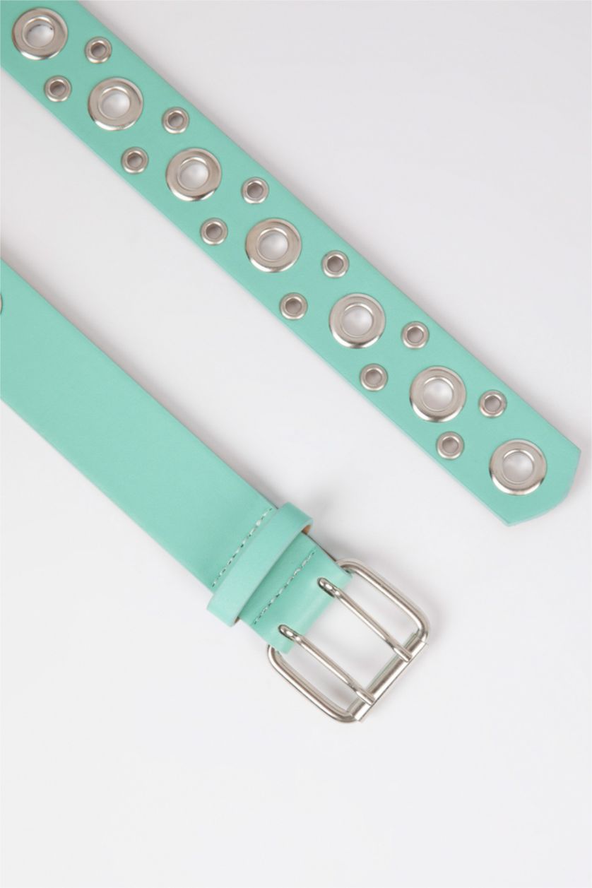 Kadın Mint Kadın Oval Toka Suni Deri Jean Kemeri