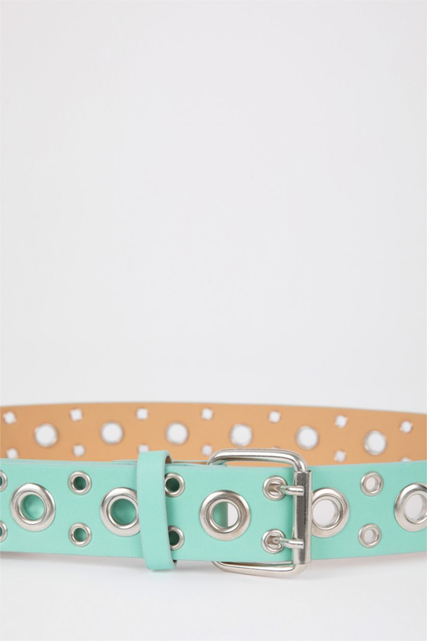 Kadın Mint Kadın Oval Toka Suni Deri Jean Kemeri