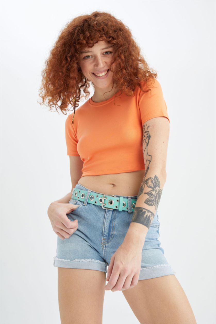 Kadın Mint Kadın Oval Toka Suni Deri Jean Kemeri