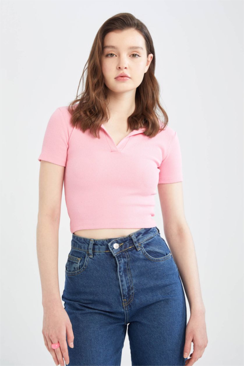 WOMAN Light Pink Slim Fit Camisole Short Sleeve T-Shirt
