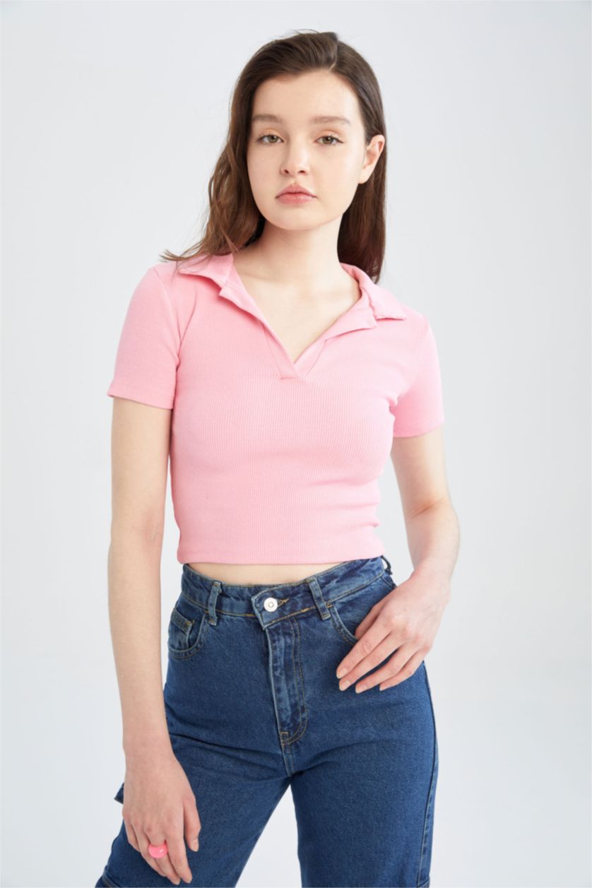 WOMAN Light Pink Slim Fit Camisole Short Sleeve T-Shirt