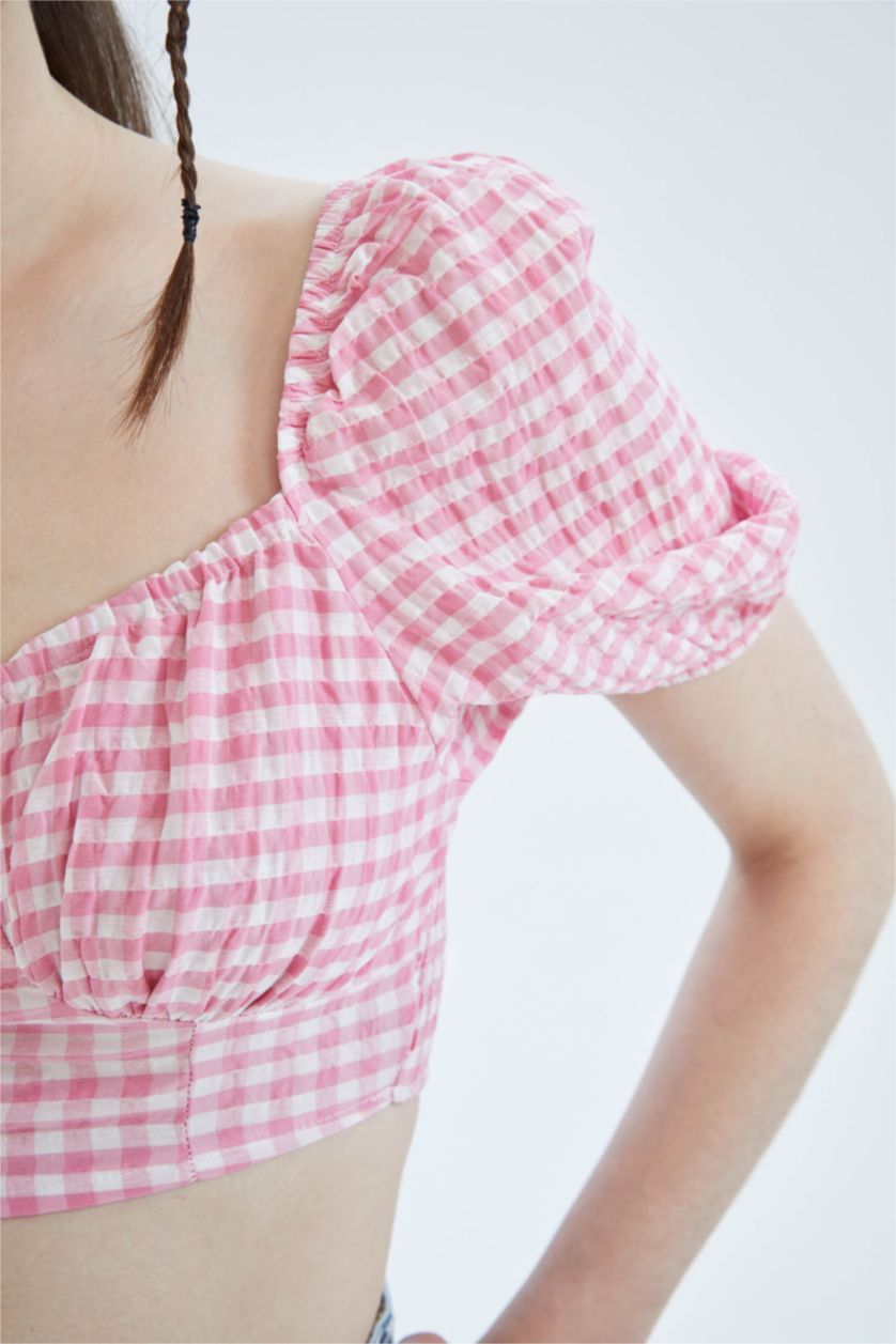 Woman Pink Crop Crinkle