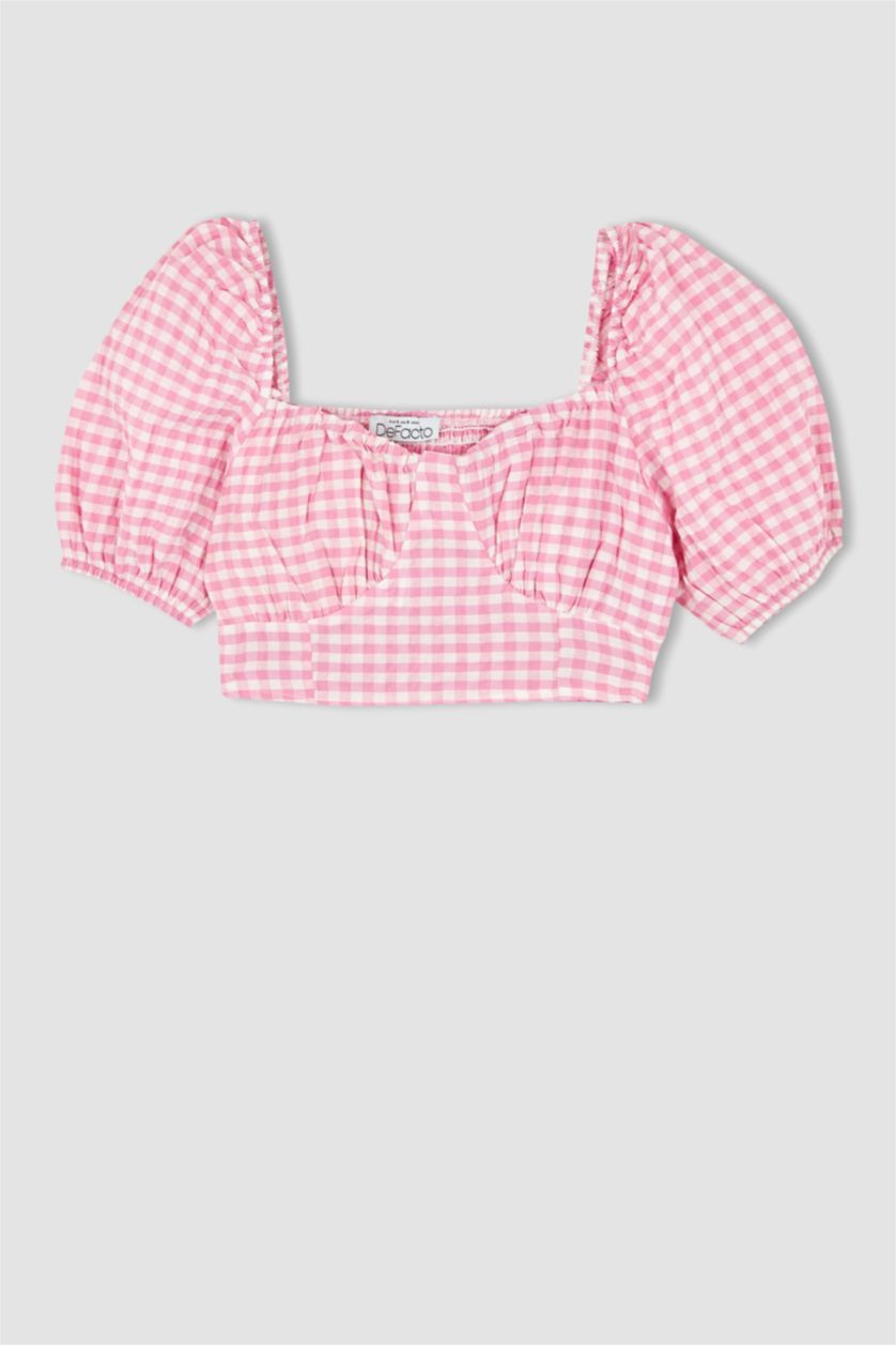 Woman Pink Crop Crinkle