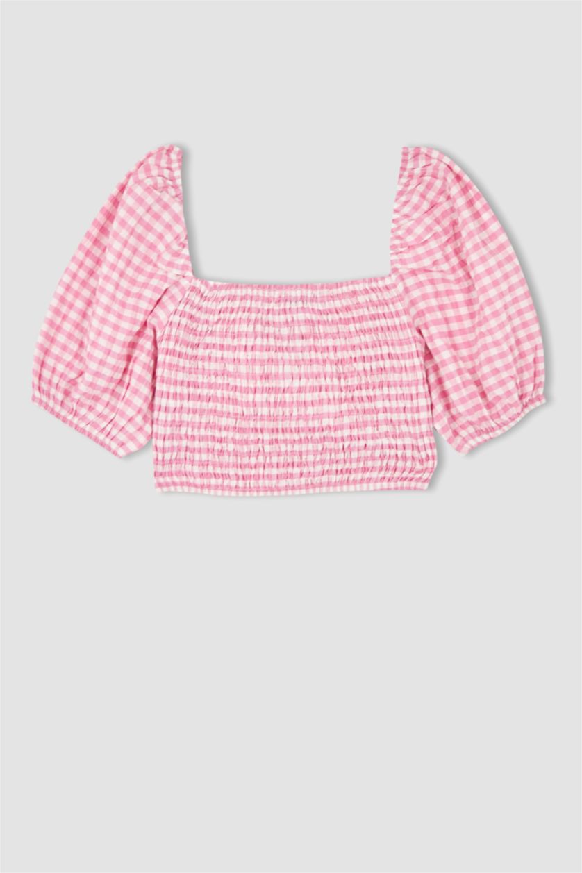 Woman Pink Crop Crinkle