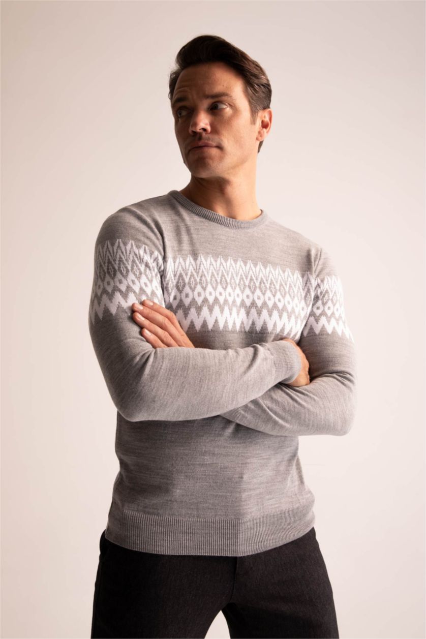 MAN Grey Melange Regular Fit Pullover