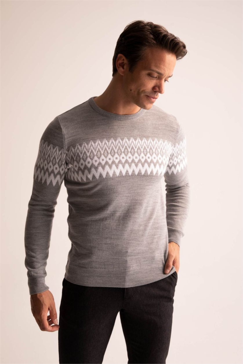 MAN Grey Melange Regular Fit Pullover