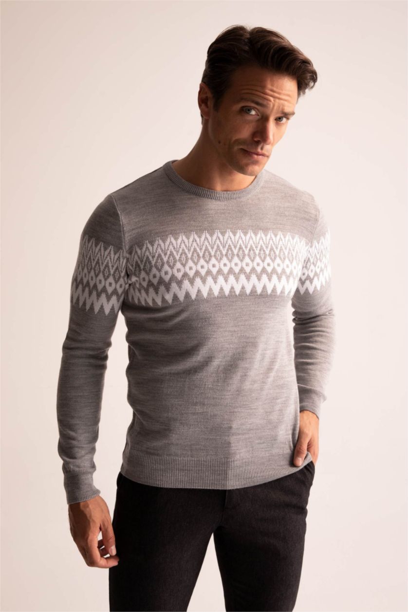 MAN Grey Melange Regular Fit Pullover