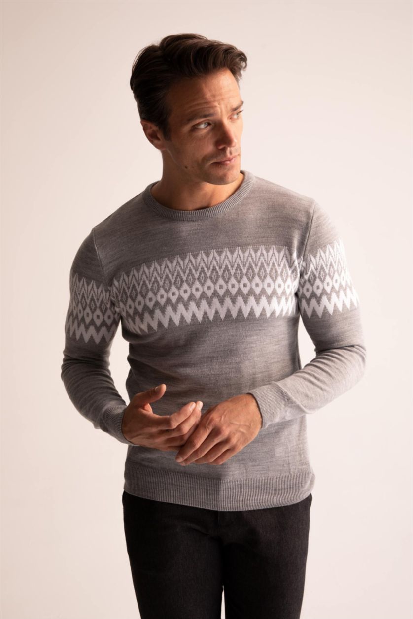 MAN Grey Melange Regular Fit Pullover