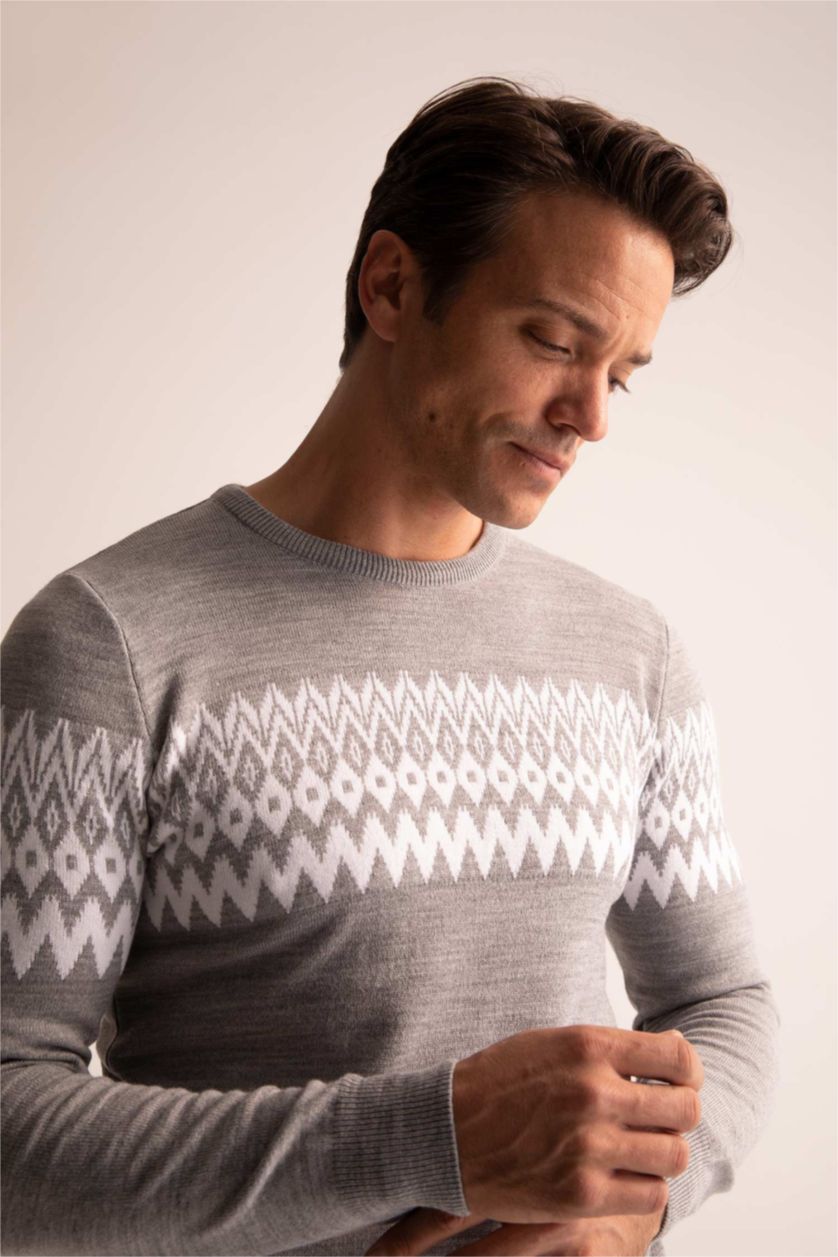 MAN Grey Melange Regular Fit Pullover