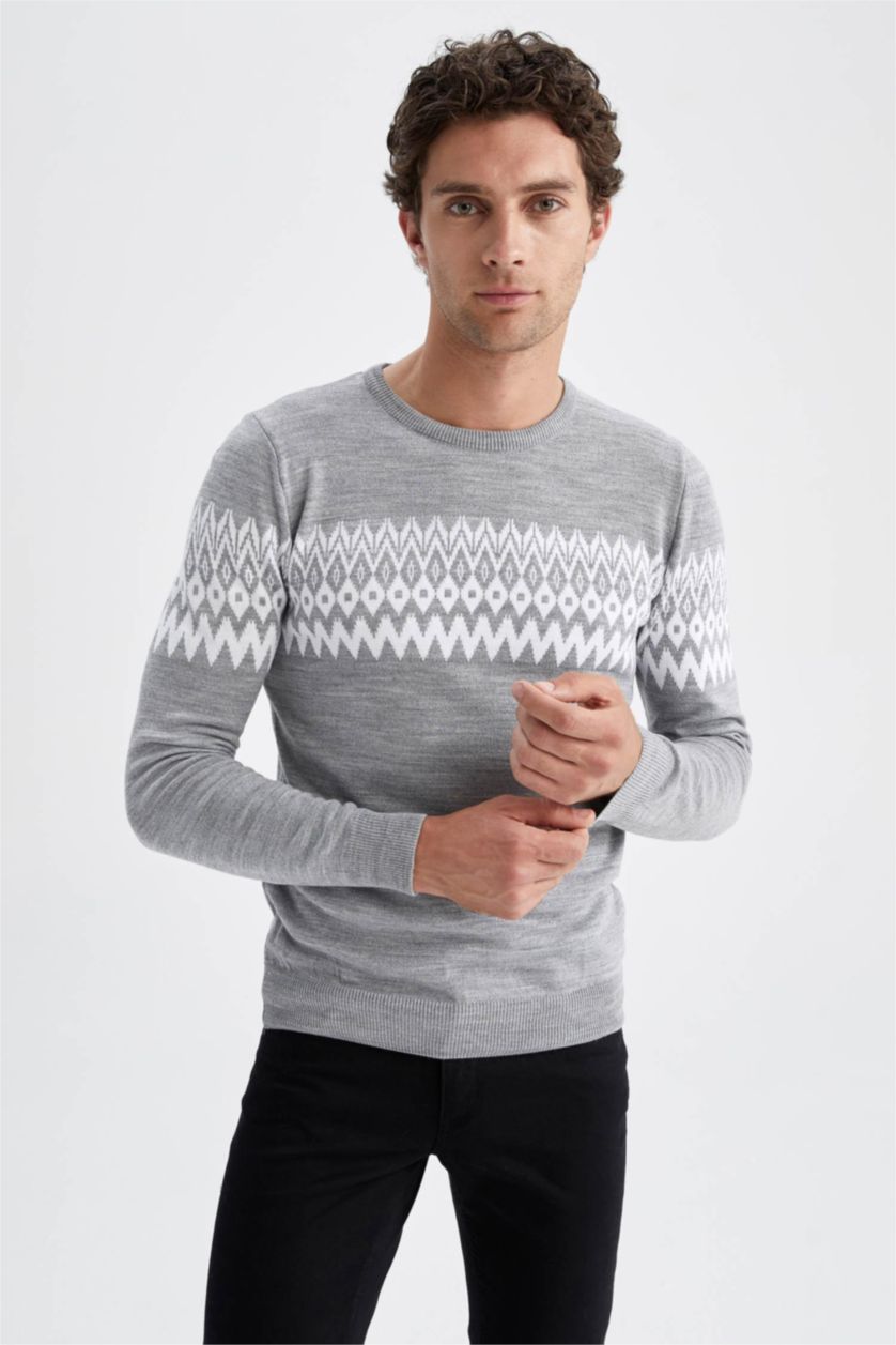 MAN Grey Melange Regular Fit Pullover