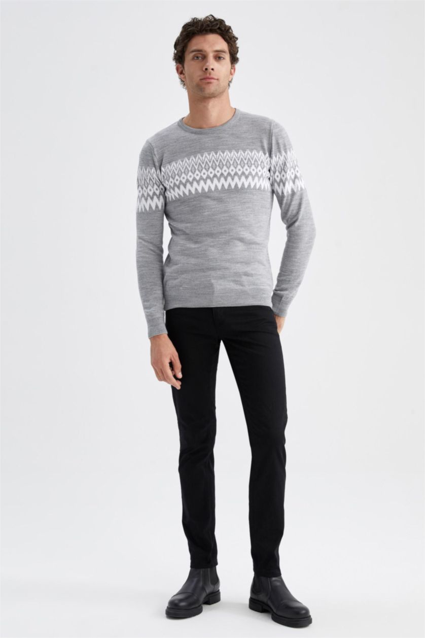 MAN Grey Melange Regular Fit Pullover