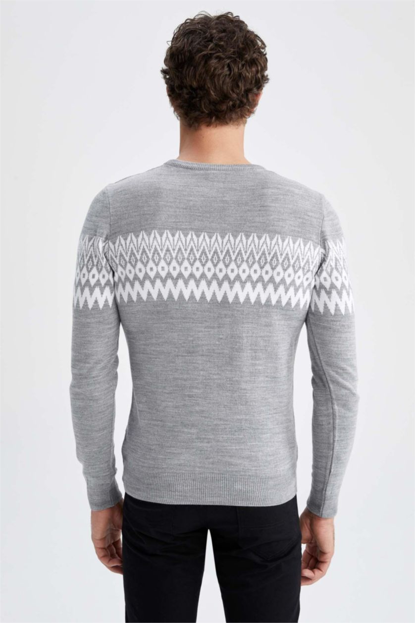 MAN Grey Melange Regular Fit Pullover