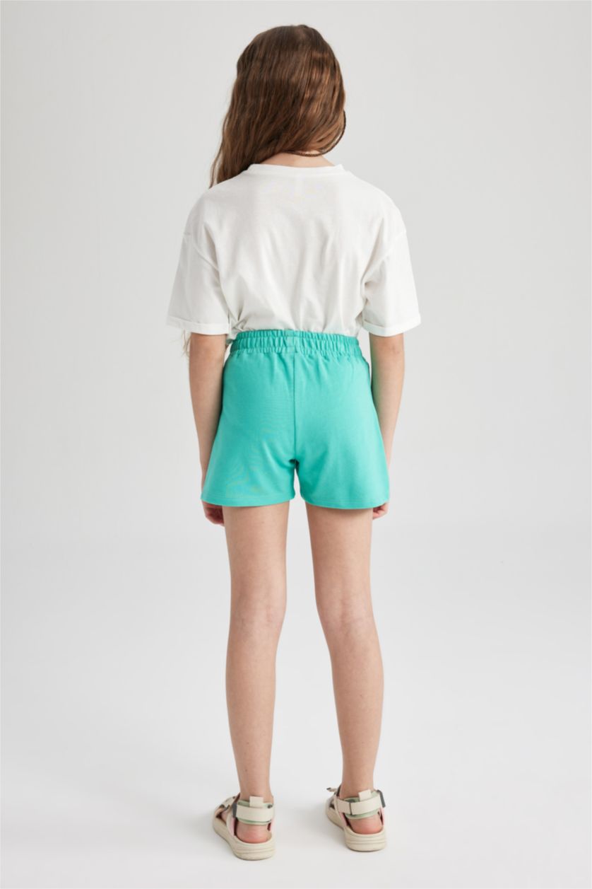GIRLS & TEENS Mint Girl Tie Waist Minimal Logo Print Short Skirt