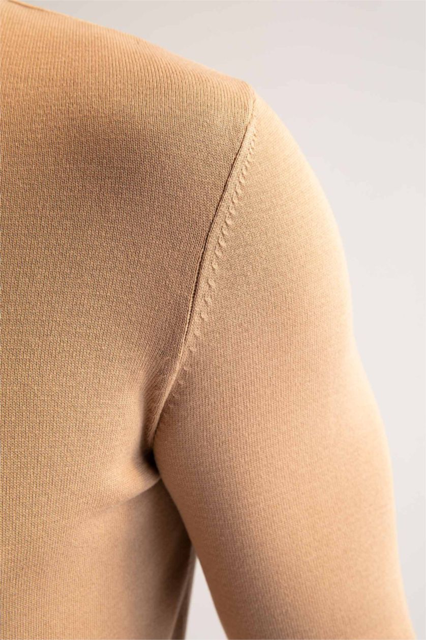 HOMME Beige Pull En Maille Coupe Regular À Col Rond