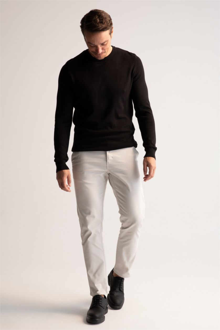 HOMME Noir Pull En Maille Coupe Regular À Col Rond