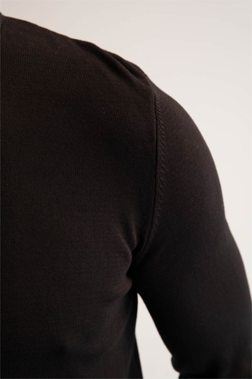 HOMME Noir Pull En Maille Coupe Regular À Col Rond