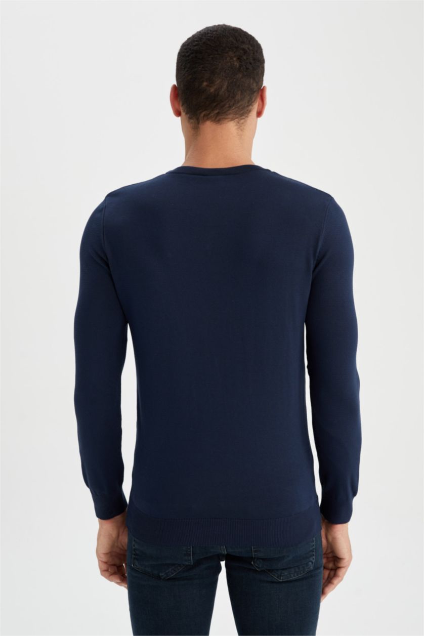 رجالي كحلي بلوفر قصة عادية