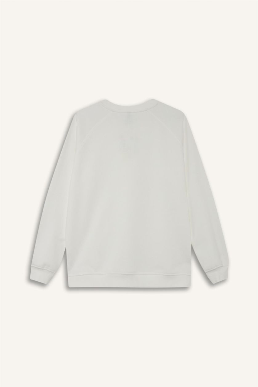 Woman Ecru Oversize Fit Basic Sweatshirt