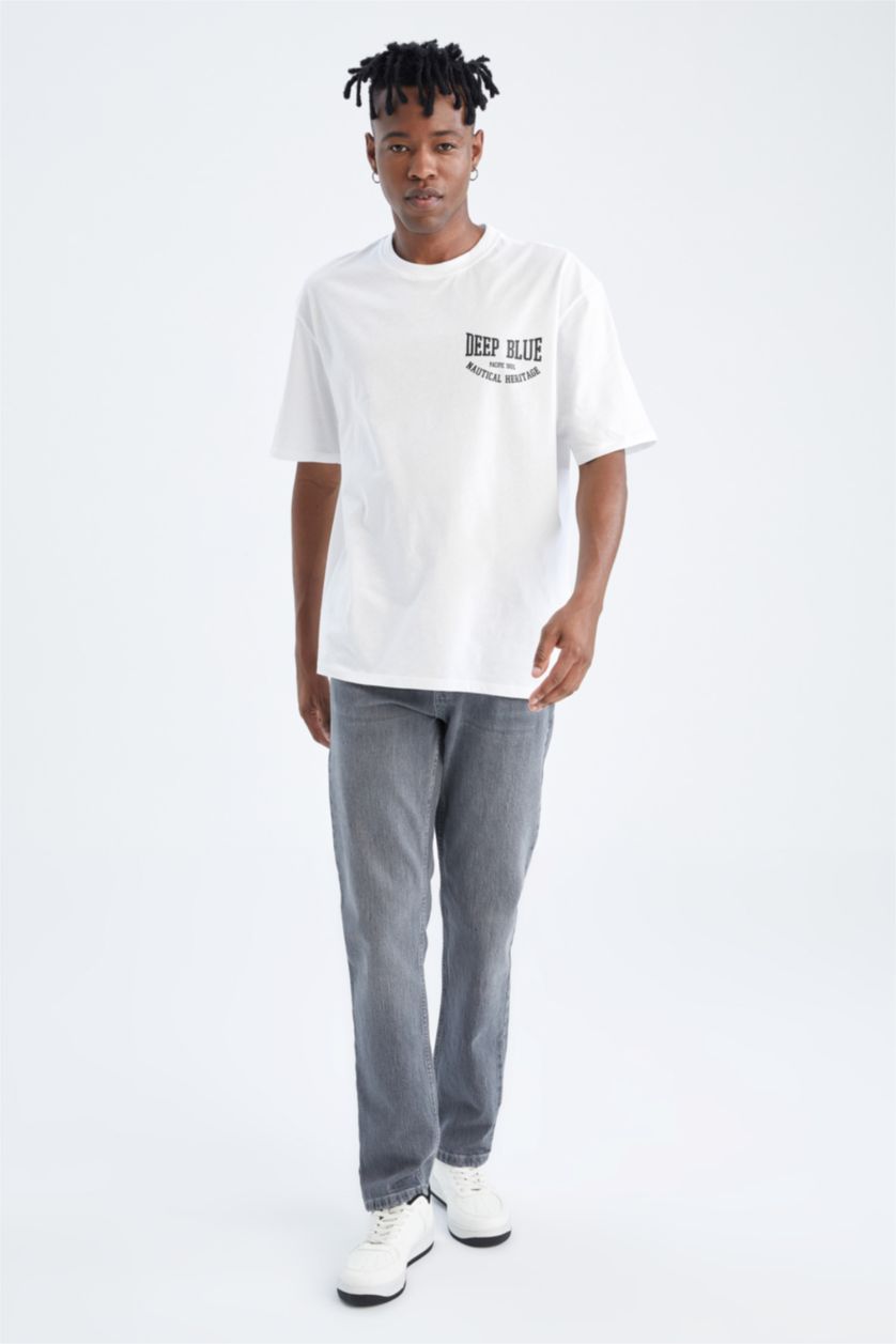 رجالي رمادي فاتح بنطلون جينز قصة عادية بخصر عادي بساق مستقيم