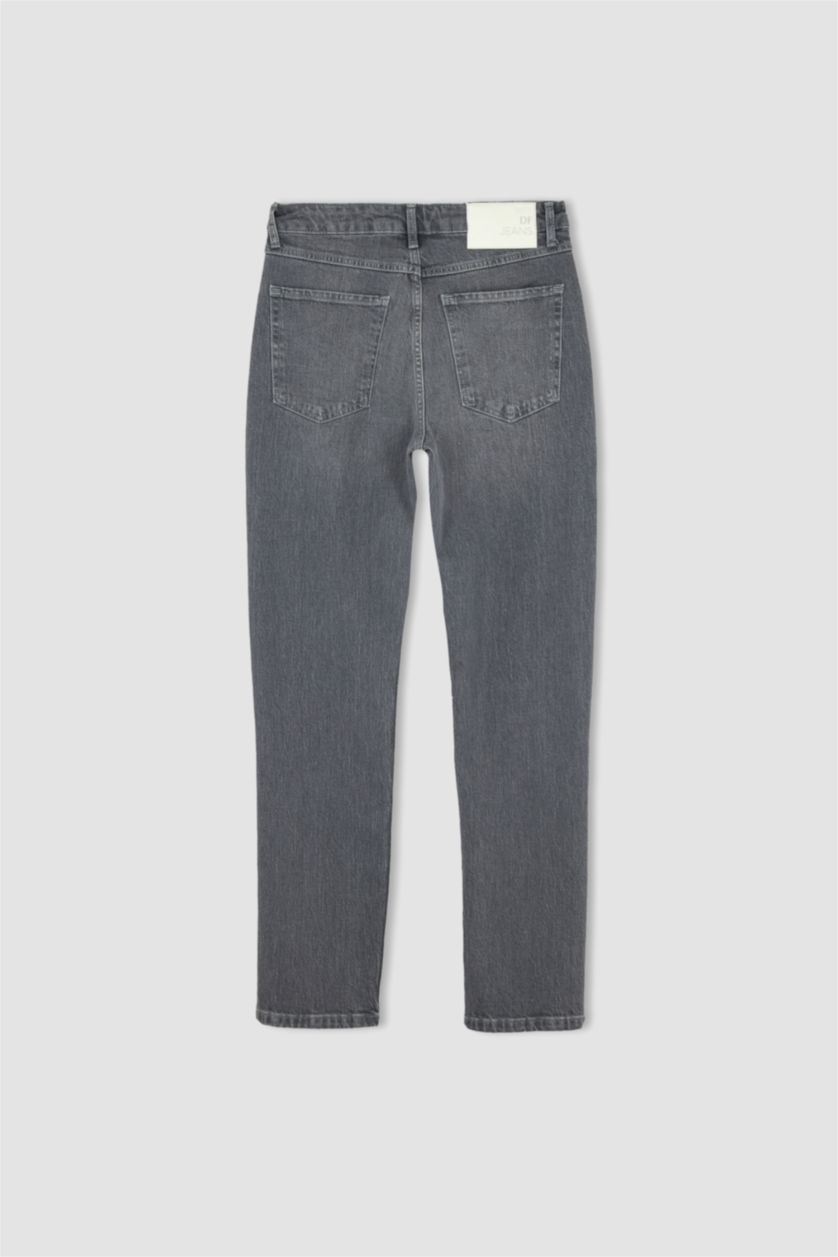 رجالي رمادي فاتح بنطلون جينز قصة عادية بخصر عادي بساق مستقيم