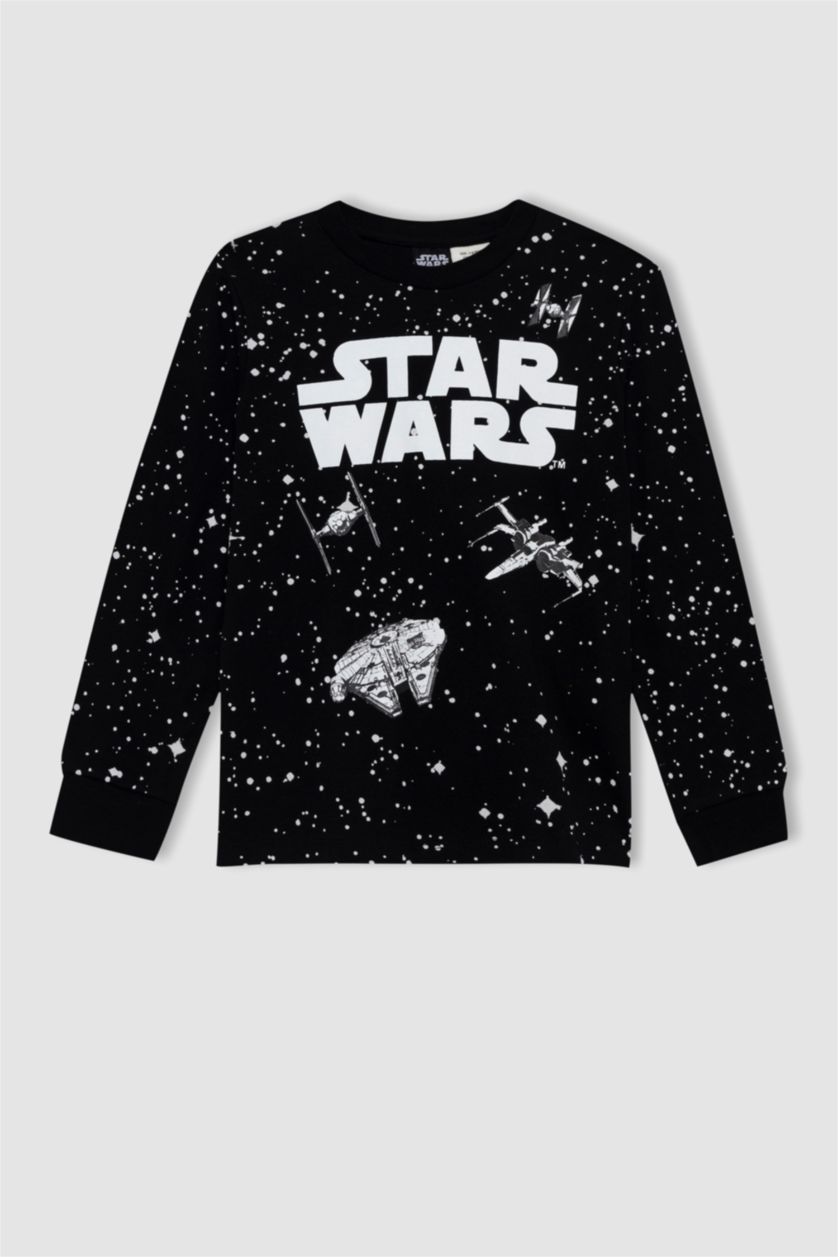 GARÇONS Noir Pyjama 2 pièces coupe régulière sous licence Star Wars pour garçon