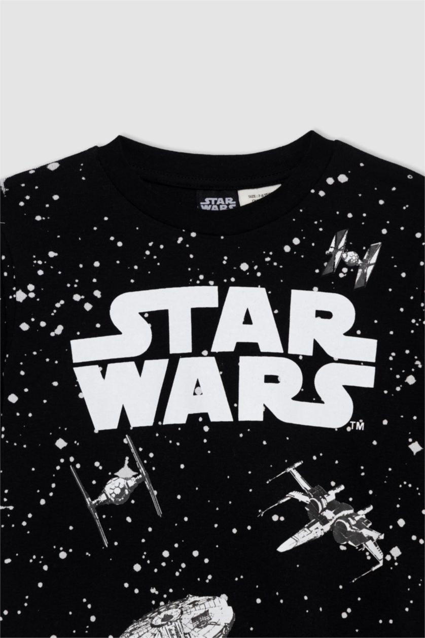 GARÇONS Noir Pyjama 2 pièces coupe régulière sous licence Star Wars pour garçon