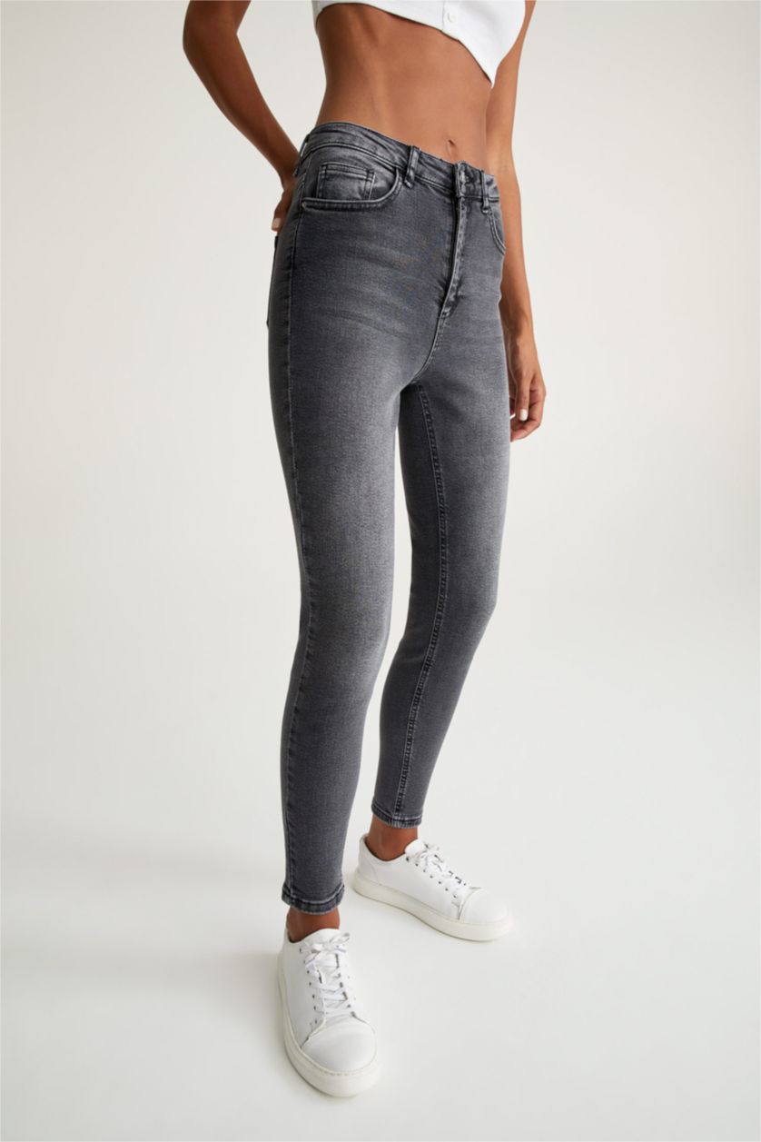 WOMAN Black Skinny Fit High Waist Cotton Jeans
