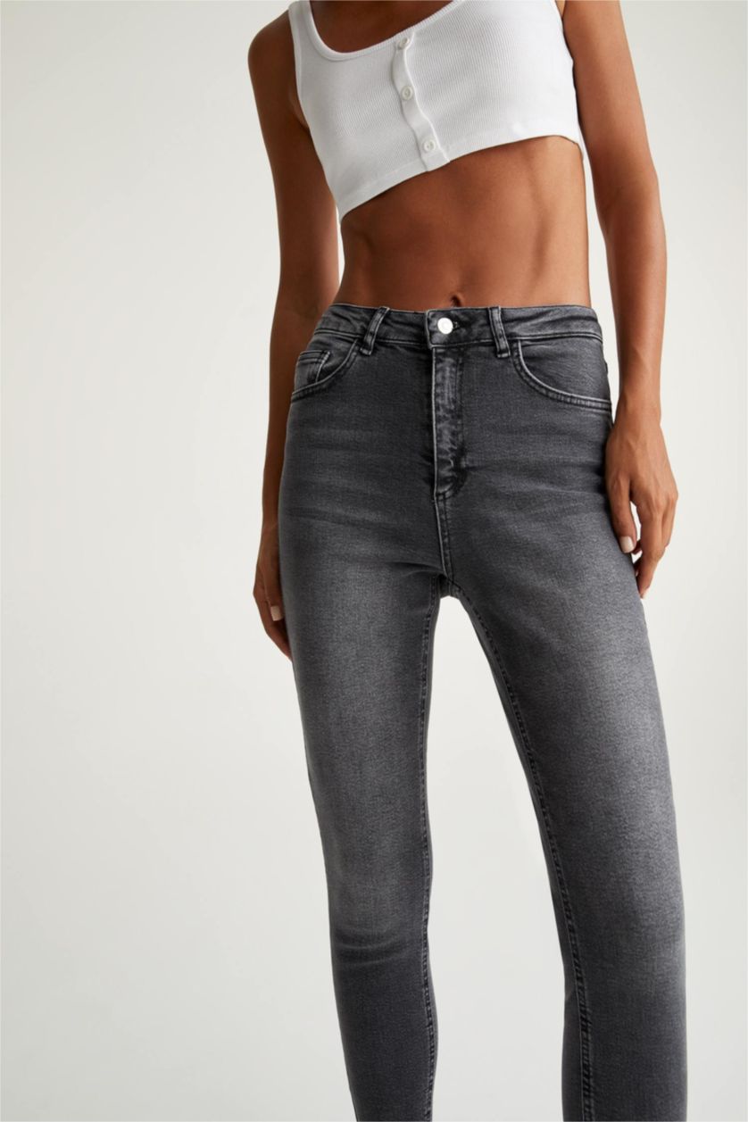 WOMAN Black Skinny Fit High Waist Cotton Jeans