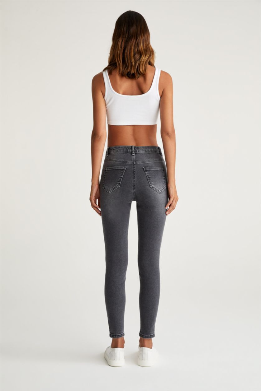 WOMAN Black Skinny Fit High Waist Cotton Jeans