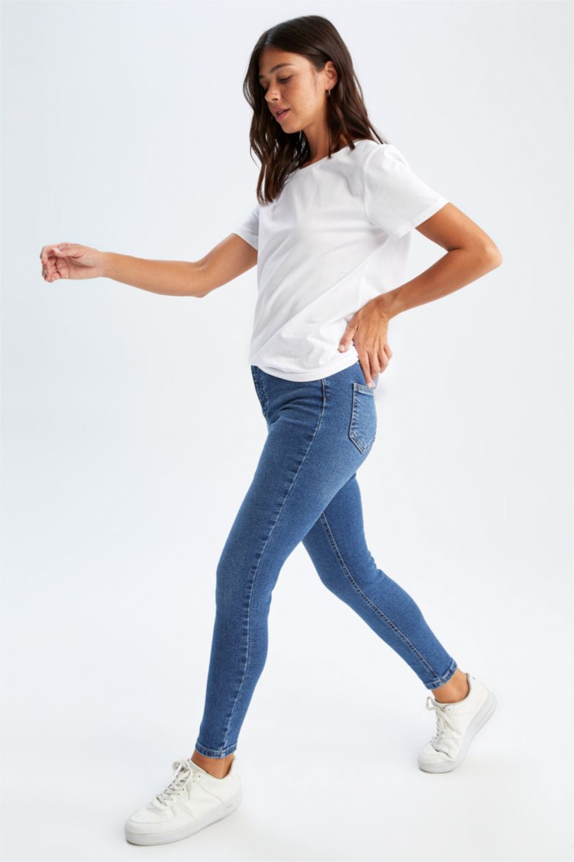 FEMME BLEU Clair Jean skinny taille haute