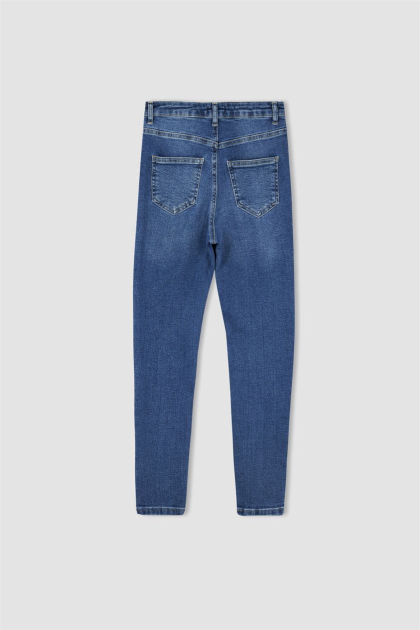 FEMME BLEU Clair Jean skinny taille haute