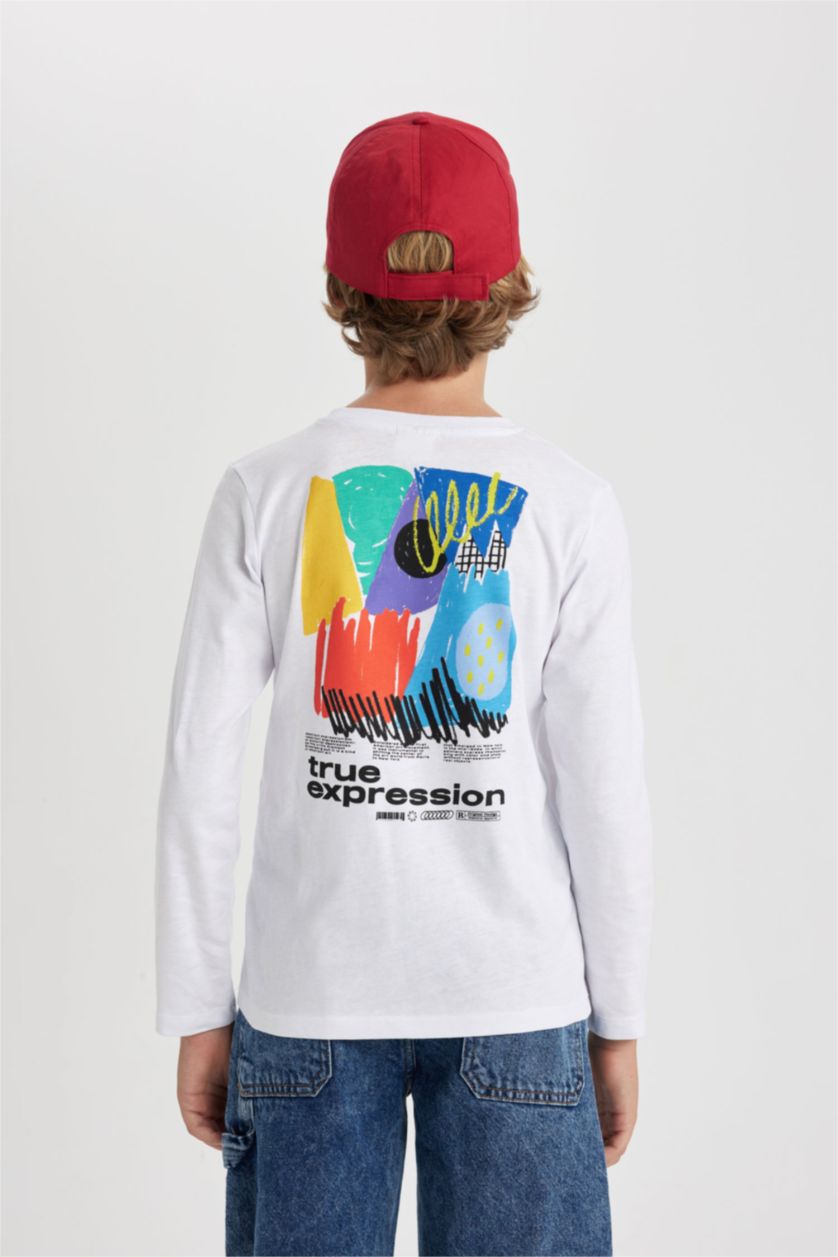 Мальчики и подростки Белый Футболка с круглым вырезом с длинным рукавом