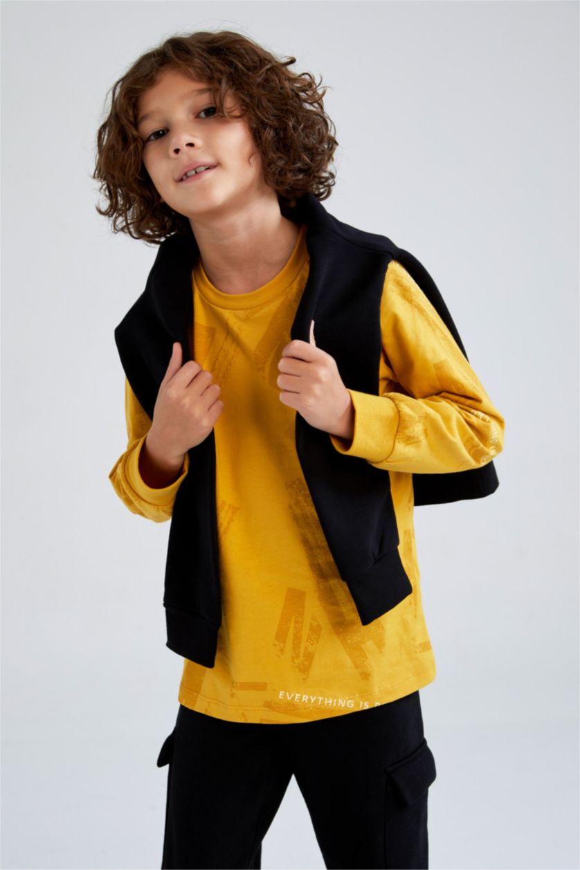BOYS & TEENS Yellow Regular Fit Long Sleeve T-Shirt