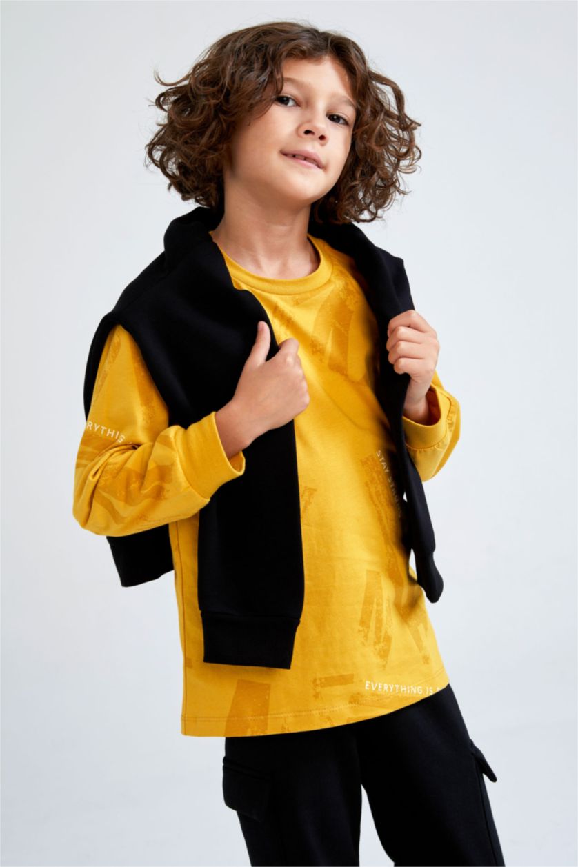 BOYS & TEENS Yellow Regular Fit Long Sleeve T-Shirt