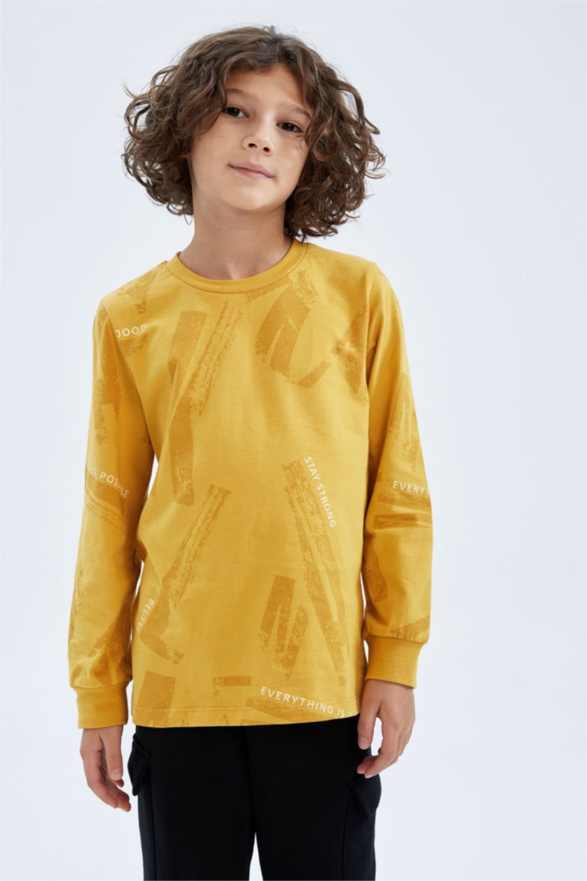 BOYS & TEENS Yellow Regular Fit Long Sleeve T-Shirt