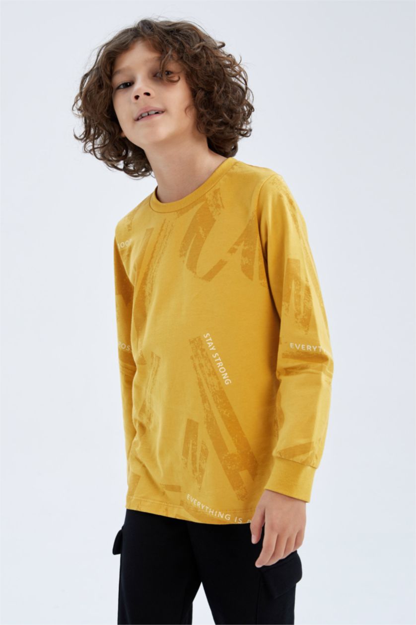 BOYS & TEENS Yellow Regular Fit Long Sleeve T-Shirt