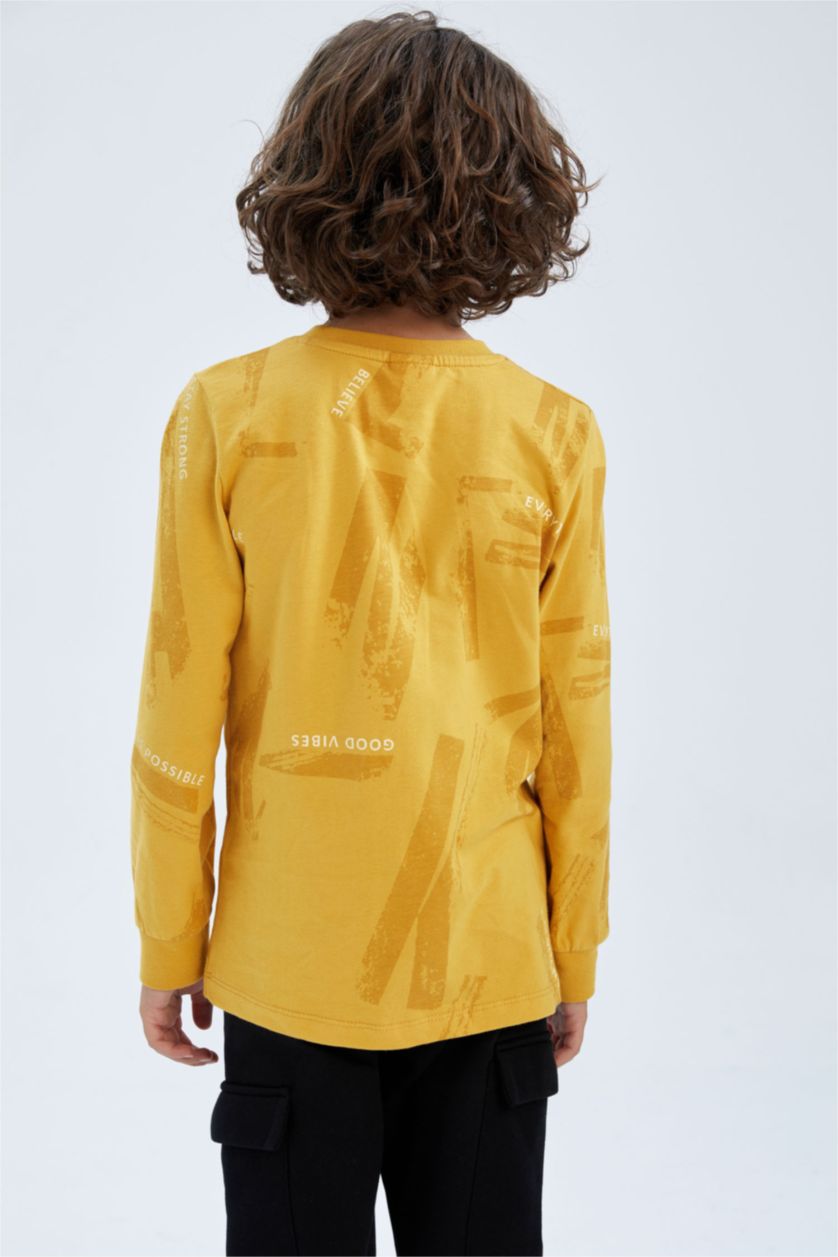 BOYS & TEENS Yellow Regular Fit Long Sleeve T-Shirt