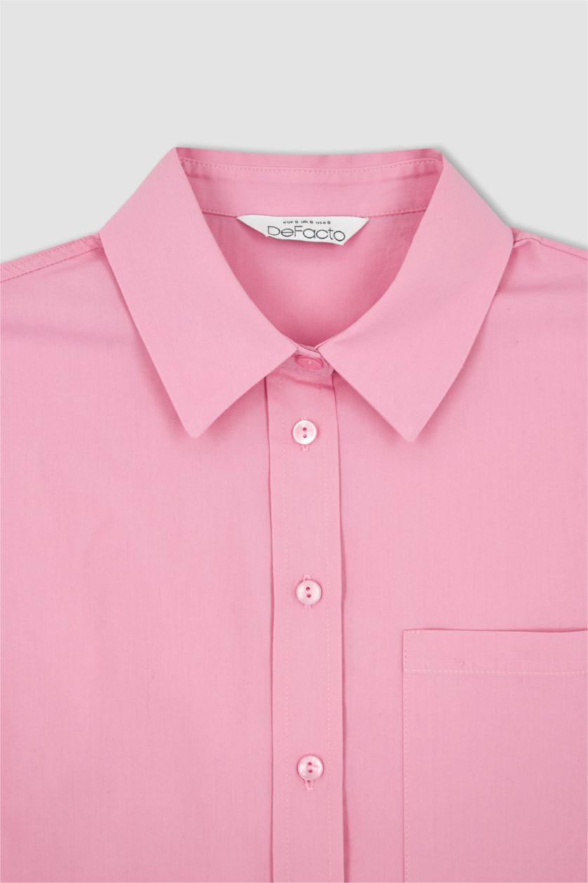 WOMAN Pink Crop Poplin Sleeveless Shirt