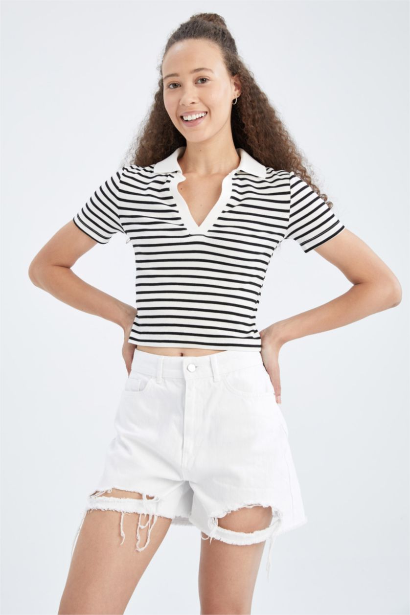 نساء أسود Slim Fit Camisole Short Sleeve T-Shirt