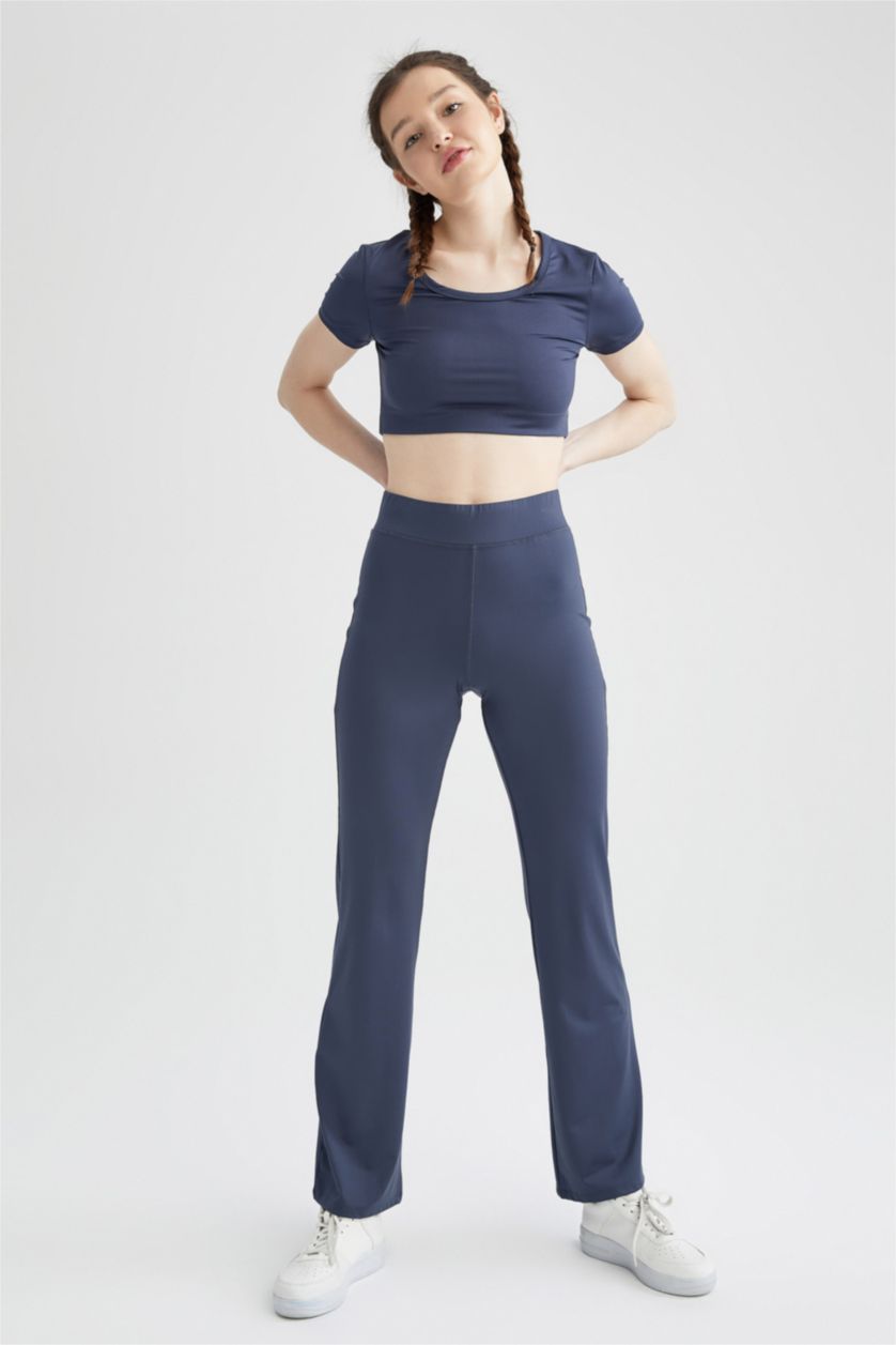 FEMME Marin Pantalon Large Taille Haute En Lycra